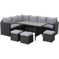 Lounge Set Polyrattan Gartenmöbel 7-teile für 6-9 Personen Garten & Balkon (schwarz & grau) von MeXo