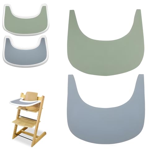 2 Stück Hochstuhl Tischset, Hochstuhl Zubehör, Tray Matte Silikon, Schmutzabweisend und rutschfest, für Stok-ke Tripp Trapp Tisch (Blau/Grün) von MeYuxg