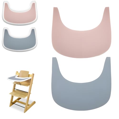 2 Stück Hochstuhl Tischset, Hochstuhl Zubehör, Tray Matte Silikon, Schmutzabweisend und rutschfest, für Stok-ke Tripp Trapp Tisch (Blau/Rosa) von MeYuxg