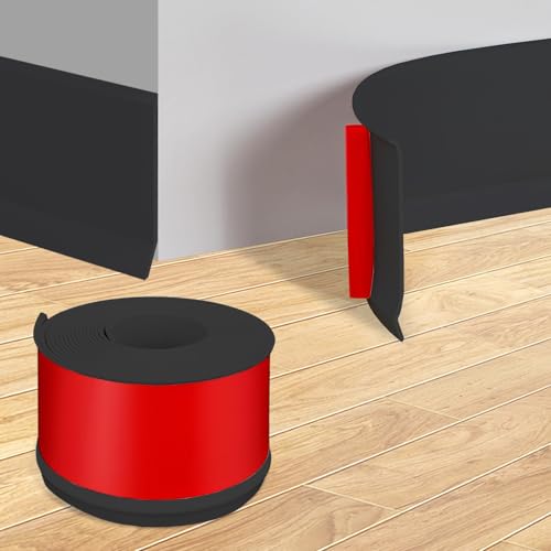 5M PVC Weichsockelleiste Selbstklebend, Sockelleiste Breite 5cm, Abschlussleiste Selbstklebend, Übergangsprofil für Wand und Boden, Flexible Sockelleiste für Küche, Bad und Wohnzimmer, Schwarz 5M PVC Weichsockelleiste Selbstklebend, Sockelleiste Breite 5cm, Abschlussleiste Selbstklebend, Übergangsprofil für Wand und Boden, Flexible Sockelleiste für Küche, Bad und Wohnzimmer, Schwarz von MeYuxg