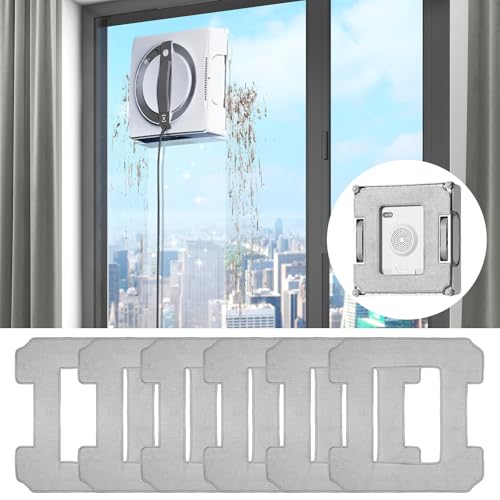MeYuxg 6 Stück Reinigungspad für Ecovacs Winbot W1/W1 Pro/W2/W2 Pro Fensterputzroboter, Austauschbare und Waschbare Faserreinigungspads, kompatibel mit Ecovacs, Staub und Flecken Fenster Entfernen von MeYuxg