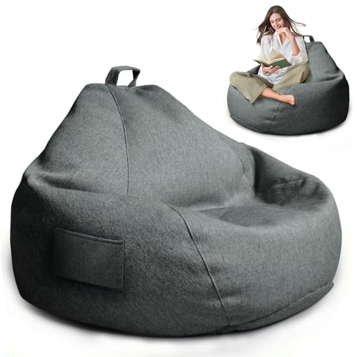 Gaming Sitzsack,nur Bezug (Keine Füllung),100 x 120cm Sitzsackstuhl für Kinder und Erwachsene,XL Giant Grey Bean Bag Chair,Waschbarer Weicher Flauschiger Sofabettbezug für Outdoor Living Room Decor von MeYuxg