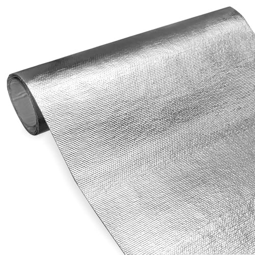 Hitzeschutzmatte Isolierfolie, Aluminisierte Dämmmatte Auto selbstklebend 1MM, Heizkörper Reflexionsfolie Isoliermatte Heizung, Fiberglas Isolierung Hitzeschutzblech Isoliertapete, 30 X 100 cm von MeYuxg