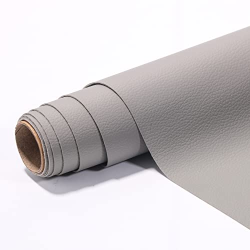 Leder Reparatur Patch, Kunstleder Selbstklebende Lederflicken 40 x 150cm, für Sofas Handtaschen Jacken Möbel Autositze, Hellgrau von MeYuxg