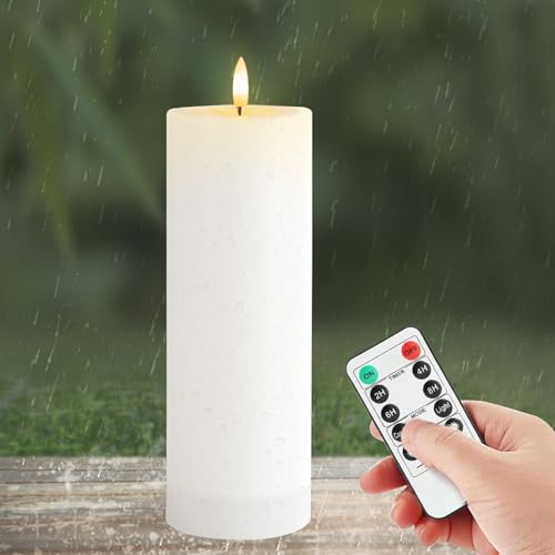 MeYuxg 10CM x 30CM LED Kerzen Outdoor mit Timerfunktion, Wasserdichte LED-Kerzen mit Fernbedienung, LED Kerzens Flackernde Flammenlose, Große Kunststoff Outdoor-Kerzen, 1 Stück von MeYuxg