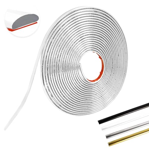 MeYuxg 12M*8MM*2.8MM Zierleisten Selbstklebend, PVC Wandleisten, Deckenleisten, Eckleiste Geeignet für Wand, Schrank, Badezimmer, Schlafzimmer (Weiß-12M-8MM) von MeYuxg