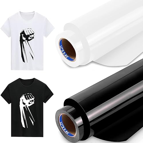MeYuxg [3M + 3M] Plotterfolie Textil Weiß & Schwarz - 2 Rollen 30.5 CM x 3 M Plotterfolie für Textil, Cricut & Cameo - Einfach zu Schneiden & Entgittern für Flexfolie Plotter Textil Design von MeYuxg
