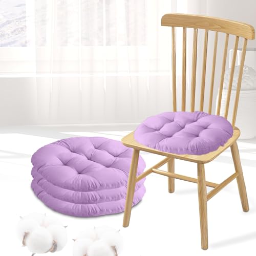 MeYuxg 4er Set Sitzkissen,Stuhlkissen Rund 40x40cm,Weiches Sitzpolster Outdoor & Indoor,Auflagen für Gartenstühle, Bürostuhl, Balkonstuhl(Hellviolett) von MeYuxg