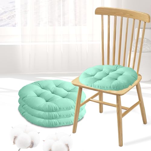 MeYuxg 4er Set Sitzkissen,Stuhlkissen Rund 40x40cm,Weiches Sitzpolster Outdoor & Indoor,Auflagen für Gartenstühle, Bürostuhl, Balkonstuhl(Wassergrün) von MeYuxg