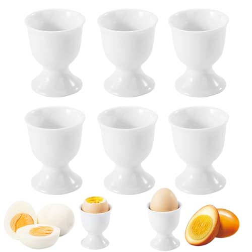 MeYuxg 6er Set Eierbecher, Weiße runde Form mit Sockel Eierbecher Porzellan, Eierbecher Set für Das Weiche Oder Harte Frühstücksei Beim Brunch & Buffet von MeYuxg