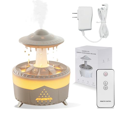 MeYuxg Aroma Diffuser 350ml, Rain Cloud Humidifier Regen Pilz Lampe mit 7 Farbe Licht, Brunnen Diffuser Luftbefeuchter für Schlafzimmer Büro Yoga von MeYuxg