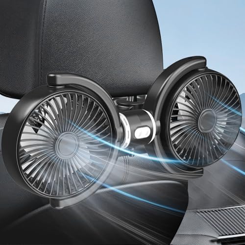 MeYuxg Auto Ventilator für Rücksitz, Verstellbare Doppelkopf USB Kühlungs Luftventilatoren mit 3 Geschwindigkeiten, Tragbare Ventilatoren für Auto LKW Wohnmobil MeYuxg Auto Ventilator für Rücksitz, Verstellbare Doppelkopf USB Kühlungs Luftventilatoren mit 3 Geschwindigkeiten, Tragbare Ventilatoren für Auto LKW Wohnmobil von MeYuxg