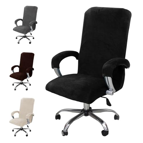 MeYuxg Bürostuhl Bezug, Samt Elastische Bürostuhl Überzug mit Armlehne Stretch, Abnehmbare Waschbare Gaming Stuhl Bezug, Stretch Computer Stuhlbezüge, für Office Chair(Schwarz, XL) von MeYuxg