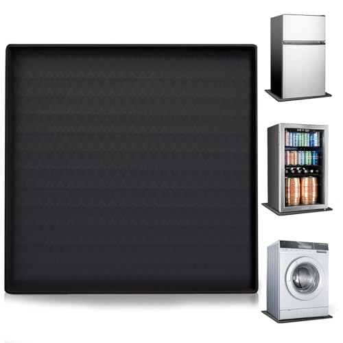 MeYuxg Kühlschrankmatte, 60x60CM Silikonmatte mit Rand Kühlschrankmatten,Schwarz Kühlschrank Tropfschale,Mini Kühlschrankmatte für Waschmaschinen, Trockner, Kühlschränke, Wasser, Staubdicht von MeYuxg
