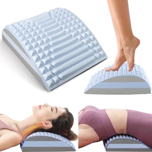 MeYuxg Neck & Back Stretcher, 2 in 1 Rücken und Nackenstrecker Haltungskorrektur, Rücken Dehnen Gerät Rückenmassage Unterstützung zur Linderung von Nackenschmerzen & Rückenschmerzen (Blau) von MeYuxg