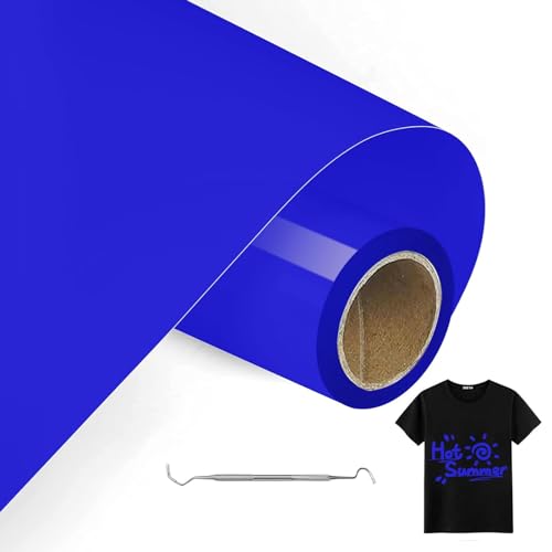 MeYuxg Plotterfolie Textil Blau - 30.5 CM x 6 M Plotterfolie für Textil, Heat Transfer Vinyl für Cricut & Cameo - Einfach zu Schneiden & Entgittern für Flexfolie Plotter Textil Design (Saphirblau) von MeYuxg