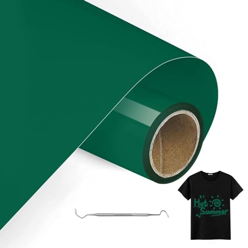 MeYuxg Plotterfolie Textil Grün - 30.5 CM x 3 M Plotterfolie für Textil, Heat Transfer Vinyl für Cricut & Cameo - Einfach zu Schneiden & Entgittern für Flexfolie Plotter Textil Design (Grün) von MeYuxg