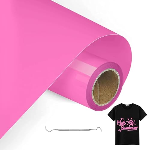 MeYuxg Plotterfolie Textil Rosa - 30.5 CM x 6 M Plotterfolie für Textil, Heat Transfer Vinyl für Cricut & Cameo - Einfach zu Schneiden & Entgittern für Flexfolie Plotter Textil Design (Rosa) von MeYuxg