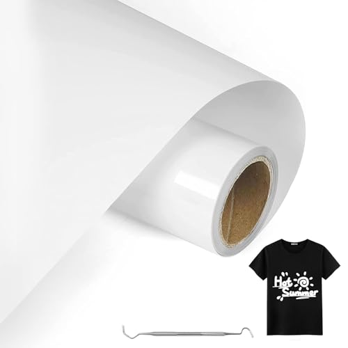 MeYuxg Plotterfolie Textil Weiß - 30.5 CM x 3 M Plotterfolie für Textil, Heat Transfer Vinyl für Cricut & Cameo - Einfach zu Schneiden & Entgittern für Flexfolie Plotter Textil Design (Weiß) von MeYuxg