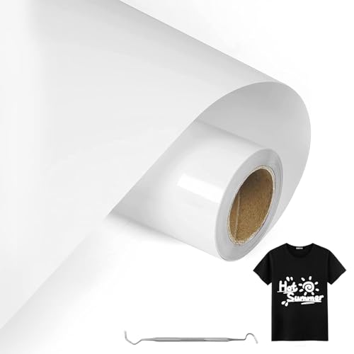 MeYuxg Heat Transfer Vinyl Weiß - 30.5 CM x 6 M für Textil, Vinyl - Einfach zu Schneiden & Entgittern für Flexfolie Plotter Textil Design von MeYuxg