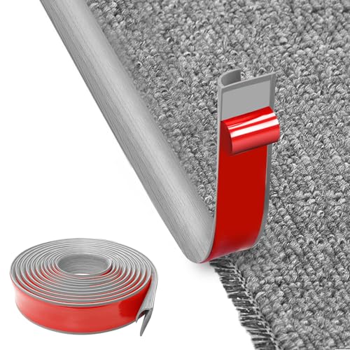 MeYuxg Selbstklebende Randleiste für Teppiche, 5M Teppicheinfassband Selbstklebend, PVC Eppich- und Boden Übergangsleiste, Leicht zu Schneiden, für Türkanten,Teppiche, Treppen(Graues Holzkorn 5M) von MeYuxg