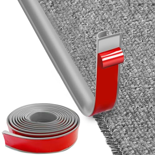 MeYuxg Selbstklebende Randleiste für Teppiche, 5M Teppicheinfassband Selbstklebend, PVC Eppich- und Boden Übergangsleiste Selbstklebend, Leicht zu Schneiden, für Türkanten, Teppiche, Treppen(Grau) von MeYuxg