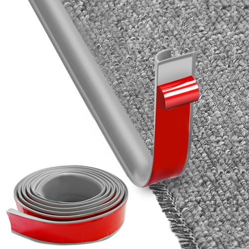 MeYuxg Selbstklebende Randleiste für Teppiche,6M Teppicheinfassband Selbstklebend, PVC Eppich- und Boden Übergangsleiste Selbstklebend, Leicht zu Schneiden,für Türkanten,Teppiche, Treppen(Grau 6M) von MeYuxg