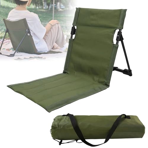 MeYuxg Sitzunterlage Outdoor, Strandmatte Faltbare mit Lehne, Tragbare Außenstuhl mit Rückenlehne 39,5 x 39 x 68 cm Strandkorb für Camping Beach Garden Lawn Lounge Sitzkissen Boden (Militärgrün) von MeYuxg