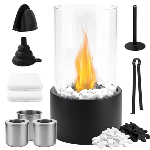 MeYuxg Tischkamin, Tischfeuer mit 2 Farben Deko Steinenmit mit 2 Brennkammern, tischkamin Outdoor & Indoor für Terrasse Balkon Garten Deko Party Abendessen von MeYuxg