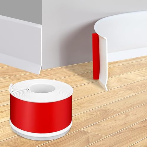 PVC Weichsockelleiste Selbstklebend, Weiss Sockelleiste 5cm x 10m, Abschlussleiste Selbstklebend Übergangsleiste Boden, Flexible Skirting Board Trim für Küche, Bad und Wohnzimmer PVC Weichsockelleiste Selbstklebend, Weiss Sockelleiste 5cm x 10m, Abschlussleiste Selbstklebend Übergangsleiste Boden, Flexible Skirting Board Trim für Küche, Bad und Wohnzimmer von MeYuxg