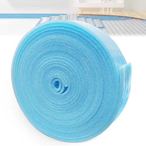 Randdämmstreifen Selbstklebend, Randdämmstreifen für Ausgleichsmasse, Selbstklebend Randdämmung Behnfugenband für Fußbodenheizung Estrich Abdichtung (50mm x 5mm x 10m - Blau) von MeYuxg