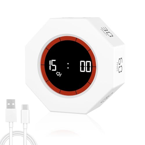 Schwerkraft-Timer, Pomodoro-Timer 1/3/5/15/30/60/90 Minuten Countdown, Kurzfristiger Wecker für Küche Kochen, Arbeiten, Sport, Kinder, Lernen (Weiß) von MeYuxg