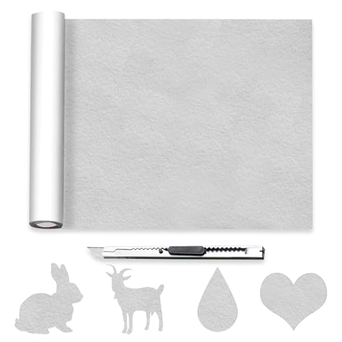 Selbstklebender Filz 40X220cm, Adhesive Filzrolle 2 mm Dicke, Anti-Rutsch Filzgleiter, Mehrzweck-Möbelgleiter, Filzgleiter Selbstklebend, für Bilderrahmen, DIY, Stuhlmöbelfüße (Hellgrau) von MeYuxg