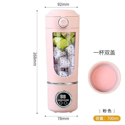 Smoothie Maker to Go, 700ml Tragbarer Mixer, Portable Blender mit 12-Klingen Edelstahl, Mini Mixer für Shakes, USB Standmixer Klein für Fitnessstudio, Büro, Camping, Reisen(1500 mAh, Rosa) von MeYuxg
