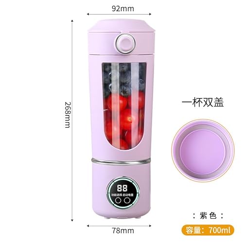 Smoothie Maker to Go, 700ml Tragbarer Mixer, Portable Blender mit 12-Klingen Edelstahl, Mini Mixer für Shakes, USB Standmixer Klein für Fitnessstudio, Büro, Camping, Reisen(1500 mAh, Violett) von MeYuxg