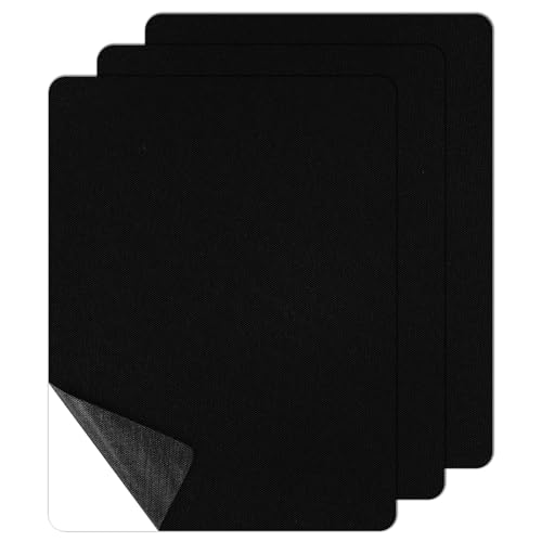 Stoff Patches Selbstklebend, 3er Flicken selbstklebend Stoff 20 X 28 cm Leinenstoff Reparatur Patches Klebeflicken für Textilien Stoffflicken für Sofas, Autositze,Vorhang, Kopfteile, Schwarz von MeYuxg