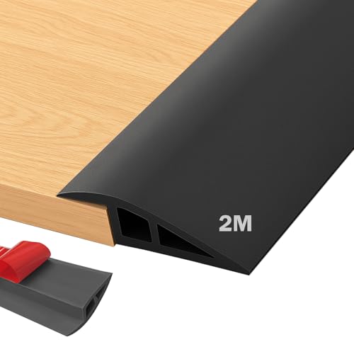 Übergangsprofil Selbstklebend 2M x 5CM, PVC Abdeckleiste Selbstklebend, Schwellenrampe Übergangsschiene Selbstklebend, Boden&Teppich Laminat Übergangsleiste für Parkettböden, Schwellen (Schwarz) von MeYuxg
