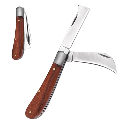 Veredelungsmesser, Gartenmesser Klappbar mit 2 Klingen, Okuliermesser für Obstbäume, Garden Knife Multifunktionale Knospungs Messer für Jäten, Pfropfen Veredelungsmesser, Gartenmesser Klappbar mit 2 Klingen, Okuliermesser für Obstbäume, Garden Knife Multifunktionale Knospungs Messer für Jäten, Pfropfen von MeYuxg