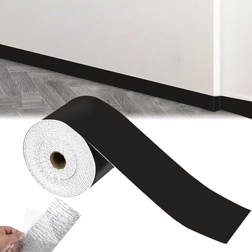 Weichsockelleiste Selbstklebend, Zierleisten Selbstklebend 10 CM x 5 Meter, Flexible sockelleiste selbstklebend, Schwarz von MeYuxg