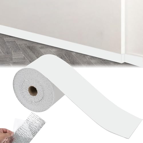 Weichsockelleiste Selbstklebend, Zierleisten Selbstklebend 10 CM x 5 Meter, Flexible sockelleiste selbstklebend, Weiß von MeYuxg