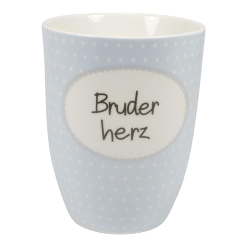 Mea-Living Tasse mit Henkel BRUDERHERZ blau, 500ml, Becher mit Spruch, Geschenkidee für Brüder, Spruchtasse von Mea-Living