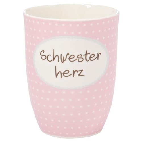 Mea-Living Tasse mit Henkel SCHWESTERHERZ, rosa, 500ml, Becher mit Spruch, Geschenkidee für Schwestern, Spruchtasse von Mea-Living