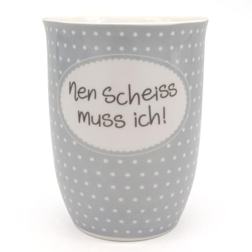 Mea-Living Tasse mit Henkel NEN SCHEISS MUSS ICH! grau, 500ml, Becher mit Spruch, Geschenkidee für beste Freundin, Spruchtasse von Mea-Living