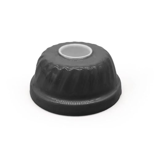 Mea-Living Kerzenhalter GUGELHUPF, grau, 7,5cm - Kleiner Kuchenform Kerzenständer aus Emaille für Stabkerzen, niedliche Deko Backform, Geschenkidee für Freundin von Mea-Living