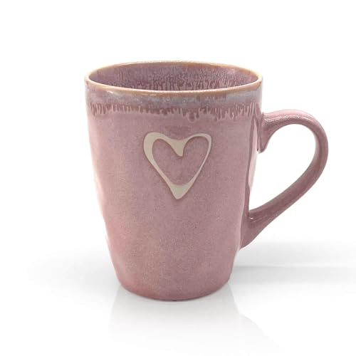 Mea-Living STONEWARE Becher mit Henkel, rosa, handgemachtes Steingut, 400 ml, wunderschönes handmade Geschirr Mea-Living STONEWARE Becher mit Henkel, rosa, handgemachtes Steingut, 400 ml, wunderschönes handmade Geschirr von Mea-Living