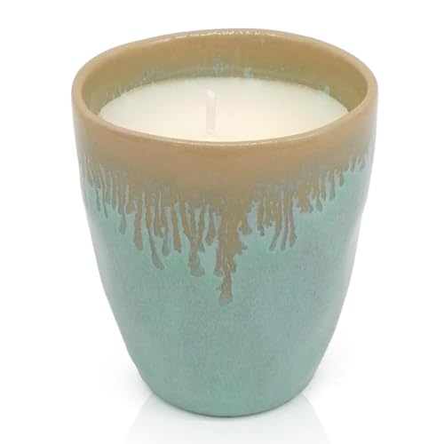Mea-Living STONEWARE Kerze im Espressobecher türkis, handgemachtes Steingut, 150 ml, wunderschönes Geschirr mit Kerze von Mea-Living