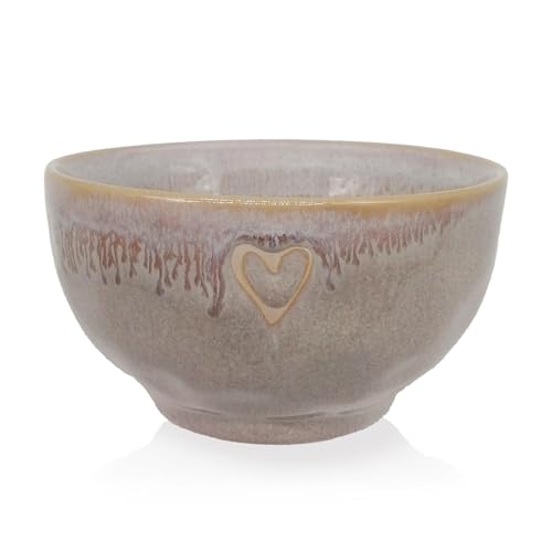 Mea-Living STONEWARE Schale sand Herz, handgemachtes Steingut, 450 ml, wunderschönes handmade Geschirr von Mea-Living