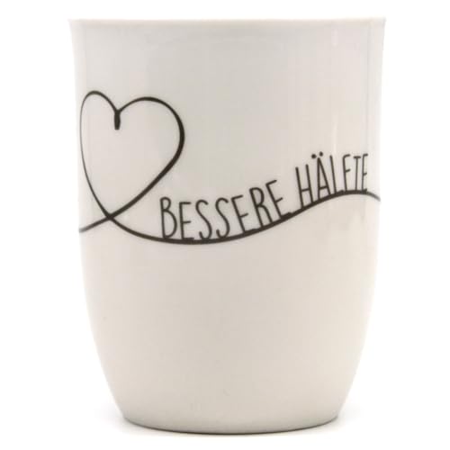 Mea-Living Tasse mit Henkel BESSERE HÄLFTE Herz, 500ml, Becher mit Spruch, Geschenkidee für Freund, Spruchtasse von Mea-Living