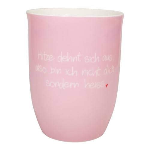 Mea-Living Tasse mit Henkel HITZE DEHNT SICH AUS rosa, 500ml, Becher mit Spruch, Geschenkidee für Freundin, Spruchtasse von Mea-Living