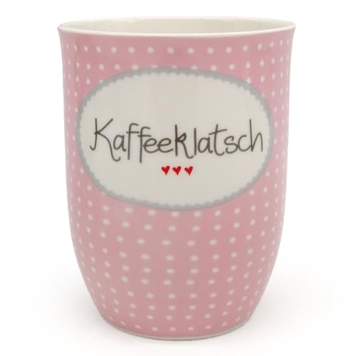 Mea-Living Tasse mit Henkel KAFFEEKLATSCH rosa, 500ml, Becher mit Spruch, Geschenkidee für Freundin, Spruchtasse von Mea-Living